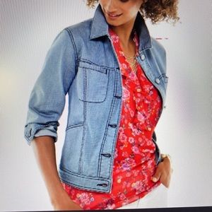 CAbi Locomotives striped denim jacket.